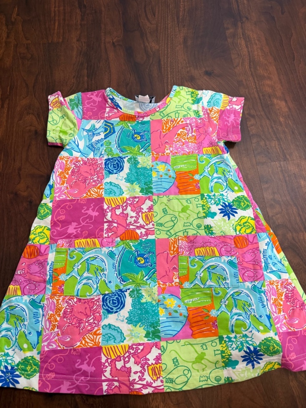 Lilly Pulitzer Bright Multi-Color Vintage Patchwork Short Sleeve Dress